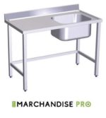 Table adossée de Chef en Inox - Bac à Droite