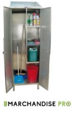 Armoire/Casier en Inox - 2 Portes - Idéal pour produits d'entretien