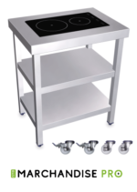 Cuisinière Mobile Professionnelle en Inox - 2 Foyers à induction