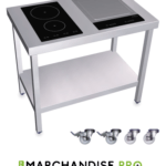 Cuisinière Mobile professionnelle en Inox - 2 Foyers à induction + TEPPEN YAKI
