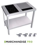 Cuisinière Mobile professionnelle en Inox - 2 Foyers à induction + TEPPEN YAKI