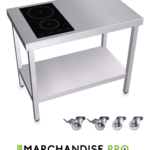 Cuisinière Mobile Professionnelle en Inox - 2 Foyers à Induction à GAUCHE