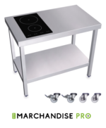 Cuisinière Mobile Professionnelle en Inox - 2 Foyers à Induction à GAUCHE