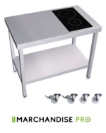 Cuisinière Mobile Professionnelle en Inox - 2 Foyers à Induction à DROITE