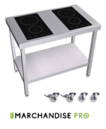 Cuisinière Inox Mobile professionnelle à Induction - 4 Foyers