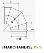 Raccord d'angle Coude métal 90°C - Ø160 mm – Image 2