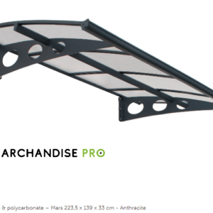Auvent de porte - Aluminium & Polycarbonate - 223,5 x 139 x 33cm - Anthracite