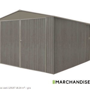 Garage Métal - Effet Bois Vieilli - GRIS - 24m2