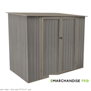 Abri de Jardin en Métal - Effet Bois Vieilli - GRIS - 3,3m2