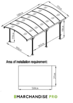 Carport en Aluminium & Polycarbonate - 5,08 x 3,02m - Gris – Image 4