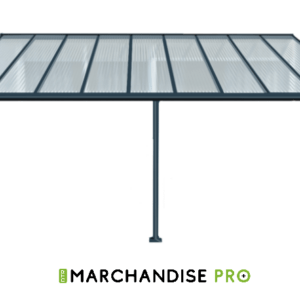 Pergola/Toit-Terrasse en Aluminium & Polycarbonate - GRIS (3 Tailles)