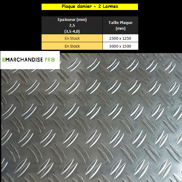 Plaque aluminium damier sur mesure - Tôle alu damier antidérapante