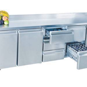 Desserte Réfrigérée Murale Gastro 4 Portes sur Roulettes - ZGN4-A-W