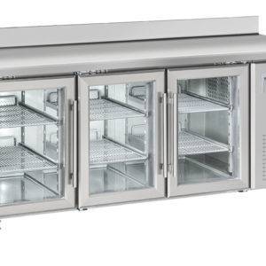 Desserte Murale Gastro 3 Portes Vitrées Positive /Roulettes - QRG 3200