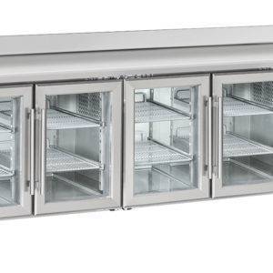 Desserte Murale Gastro 4 Portes Vitrées Positive /Roulettes - QRG 4200