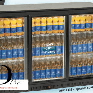 Arrière-bar réfrigéré 3 portes vitrées