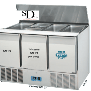 Saladette réfrigérée 3 portes 96Kg