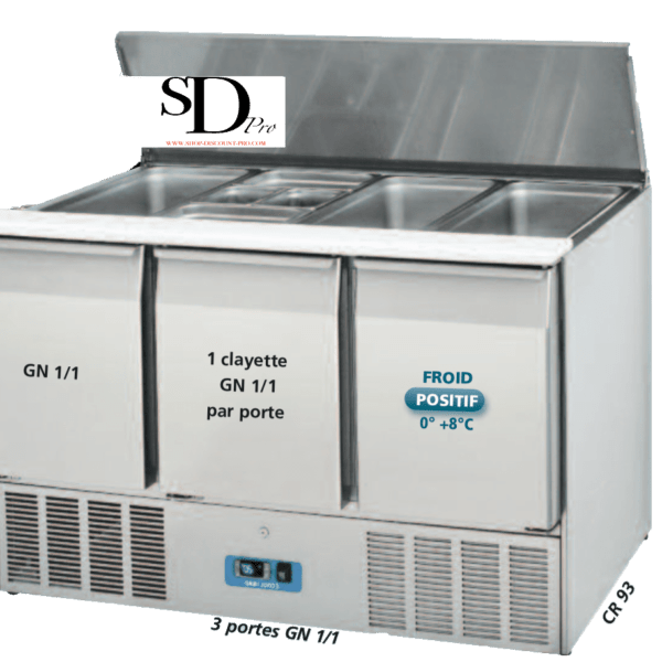 Saladette réfrigérée 3 portes 96Kg
