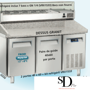 Table à pizzas réfrigérée 2 portes