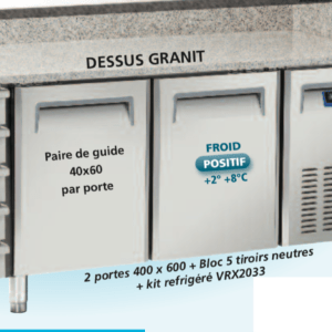 Table à pizzas réfrigérée 2 portes et Kit 5T