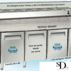 Table à pizzas réfrigérée 3 portes